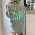 Reading Is My Jam Back To School Teacher Women's Comfort Colors T-Shirt Back Print Bay