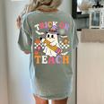 Retro Floral Ghost Trick Or Teach Groovy Teacher Halloween Women's Comfort Colors T-Shirt Back Print Bay