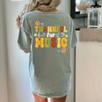 Retro Thankful For Music Floral Music Teacher Thanksgiving Men Women Women's Comfort Colors T-Shirt Back Print Bay