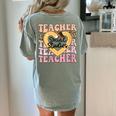 Social Studies Teacher Pencil Heart Leopard Back To School Women's Comfort Colors T-Shirt Back Print Bay