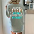 Super Teacher By Day Super Tired By Night Superhero Teacher Men Women Women's Comfort Colors T-Shirt Back Print Bay