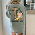 T Is For Teacher’s Aide Back To First Day Of School Leopard Men Women Girls Kids Women's Comfort Colors T-Shirt Back Print Bay