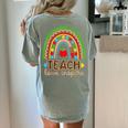 Teach Love Inspire Rainbow Leopard Cheetah Print Teacher Women's Comfort Colors T-Shirt Back Print Bay