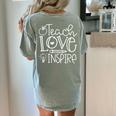 Teach Love Inspire Retro Teacher Kids Back To School Women's Comfort Colors T-Shirt Back Print Bay
