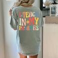 I Teach In My Pajamas Retro Groovy Teacher Humor Women's Comfort Colors T-Shirt Back Print Bay