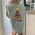 Teacher Crayon Christmas Tree Lights Student School Xmas Women's Comfort Colors T-Shirt Back Print Bay