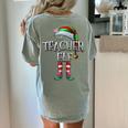 The Teacher Elf Shirt Matching Family Christmas Elf Men Women Kids Women's Comfort Colors T-Shirt Back Print Bay