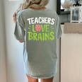 Teachers Love Brains Halloween Teacher Zombie Women's Comfort Colors T-Shirt Back Print Bay Teachers Love Brains Halloween Teacher Zombie Women's Comfort Colors T-Shirt Back Print Bay