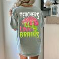 Teachers Love Brains Zombie Teacher Halloween Zombies Women's Comfort Colors T-Shirt Back Print Bay