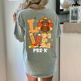 Thanksgiving Love Pre-K Teacher Turkey Autumn Fall For Men Women Girls Kids Women's Comfort Colors T-Shirt Back Print Bay