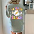 Trick Or Teach Groovy Halloween Teachers Women's Comfort Colors T-Shirt Back Print Bay