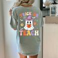 Trick Or Teach Teacher Groovy Ghost Halloween Teacher Women's Comfort Colors T-Shirt Back Print Bay