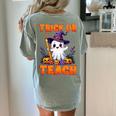 Trick Or Teach Teacher Halloween Ghost Pencil Floral Women's Comfort Colors T-Shirt Back Print Bay