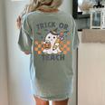 Trick Or Teach Teacher Women's Comfort Colors T-Shirt Back Print Bay Trick Or Teach Teacher Women's Comfort Colors T-Shirt Back Print Bay