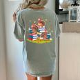 Turkey Reading Books Fall Season Thanksgiving Teacher Book Women's Comfort Colors T-Shirt Back Print Bay