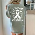 I Wear Pink For My Teacher Cancer Awareness Women's Comfort Colors T-Shirt Back Print Bay