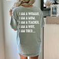 Woman Mom Teacher Wife TIRED T Shirt Cute Mom Teacher Shirts Women's Comfort Colors T-Shirt Back Print Bay