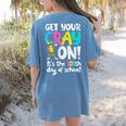 100th Day Of School Get Your Cray On Teacher Women's Comfort Colors T-Shirt Back Print Blue Jean