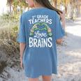 1st Grade Teachers Love Brains Shirt Halloween Teacher Women's Comfort Colors T-Shirt Back Print Blue Jean 1st Grade Teachers Love Brains Shirt Halloween Teacher Women's Comfort Colors T-Shirt Back Print Blue Jean