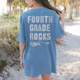 4th GRADE Rocks Teacher Rockstars I Teach Ready To Rock Women's Comfort Colors T-Shirt Back Print Blue Jean