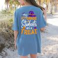 My 4th Grade Students Are a Treat Teacher Halloween Witch For Men Women Kids Women's Comfort Colors T-Shirt Back Print Blue Jean My 4th Grade Students Are a Treat Teacher Halloween Witch For Men Women Kids Women's Comfort Colors T-Shirt Back Print Blue Jean