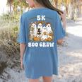 5K Boo Crew Halloween Teacher K5 Floral Ghost Trick Or Teach Women's Comfort Colors T-Shirt Back Print Blue Jean 5K Boo Crew Halloween Teacher K5 Floral Ghost Trick Or Teach Women's Comfort Colors T-Shirt Back Print Blue Jean