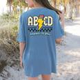 ABCD Highway To Spell Pencil Teacher & Student Font Me Women's Comfort Colors T-Shirt Back Print Blue Jean