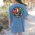 ABCD The Teacher Tour Back To School First Day Of School Women's Comfort Colors T-Shirt Back Print Blue Jean