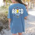 ABCD The Teacher Tour Last Day Of School Rockin' Teacher Women's Comfort Colors T-Shirt Back Print Blue Jean