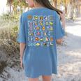 Alphabet Animals Back To School Pre-K Kindergarten Teacher Women's Comfort Colors T-Shirt Back Print Blue Jean