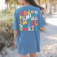 Alphabet Hi Back To School ABC Pre K Kindergarten Teacher Women's Comfort Colors T-Shirt Back Print Blue Jean