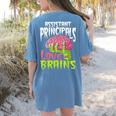 Assistant Principals Love Brains Zombie Teacher Halloween Women's Comfort Colors T-Shirt Back Print Blue Jean