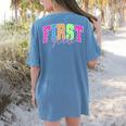 Back To School Neon Checkered First Grade Colorful Teacher Women's Comfort Colors T-Shirt Back Print Blue Jean Back To School Neon Checkered First Grade Colorful Teacher Women's Comfort Colors T-Shirt Back Print Blue Jean