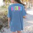 Back To School Neon Checkered Second Grade Colorful Teacher Women's Comfort Colors T-Shirt Back Print Blue Jean