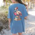 Book Lover Cute Flamingo Reading Teacher Librarian Women Women's Comfort Colors T-Shirt Back Print Blue Jean