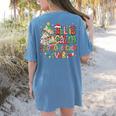 Book Tree All Is Calm Said No Teacher Ever Christmas Women's Comfort Colors T-Shirt Back Print Blue Jean