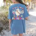 You Can't Scare Me I'm a Principal Halloween Teacher Women's Comfort Colors T-Shirt Back Print Blue Jean