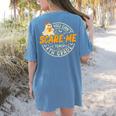 You Can't Scare Me I Teach 4th Grade Teacher Halloween Ghost Women's Comfort Colors T-Shirt Back Print Blue Jean