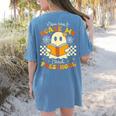 You Can't Scare Me I Teach Preschool Teacher Halloween Ghost Women's Comfort Colors T-Shirt Back Print Blue Jean