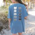 Cat Themed Artist Value Scale Educational Art Teacher Women's Comfort Colors T-Shirt Back Print Blue Jean