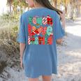 Christmas Coquette Bow Teacher Teach Love Inspire Women's Comfort Colors T-Shirt Back Print Blue Jean