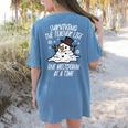 Christmas Surviving Teacher Life Meltdown Xmas Women Men Women's Comfort Colors T-Shirt Back Print Blue Jean