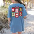 Christmas Teacher Stamps Women's Comfort Colors T-Shirt Back Print Blue Jean