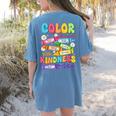 Color The World With Kindness Teachers Back To School Women's Comfort Colors T-Shirt Back Print Blue Jean