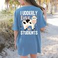 Cow Teacher Lover Women's Comfort Colors T-Shirt Back Print Blue Jean