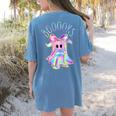 Cute Ghost Book Reading Halloween Teacher Top Girls Women Women's Comfort Colors T-Shirt Back Print Blue Jean