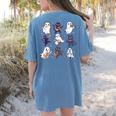 Cute Ghost Cat Playing Musical Halloween Music Teacher Women's Comfort Colors T-Shirt Back Print Blue Jean Cute Ghost Cat Playing Musical Halloween Music Teacher Women's Comfort Colors T-Shirt Back Print Blue Jean