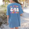 Cute Ghost Read More Books Lover Teacher Halloween Costume Women's Comfort Colors T-Shirt Back Print Blue Jean