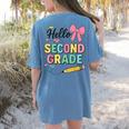 Cute Hello Second Grade Back To School Coquette Teacher Girl Women's Comfort Colors T-Shirt Back Print Blue Jean Cute Hello Second Grade Back To School Coquette Teacher Girl Women's Comfort Colors T-Shirt Back Print Blue Jean