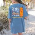 Cute Teacher Halloween For Women Men Teacher Pumpkin Women's Comfort Colors T-Shirt Back Print Blue Jean